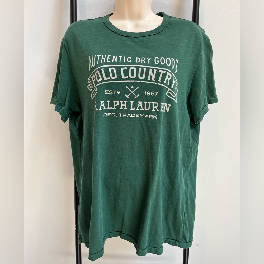 Vintage Polo Ralph Lauren Graphic Tee Men’s L Green 90s Retro